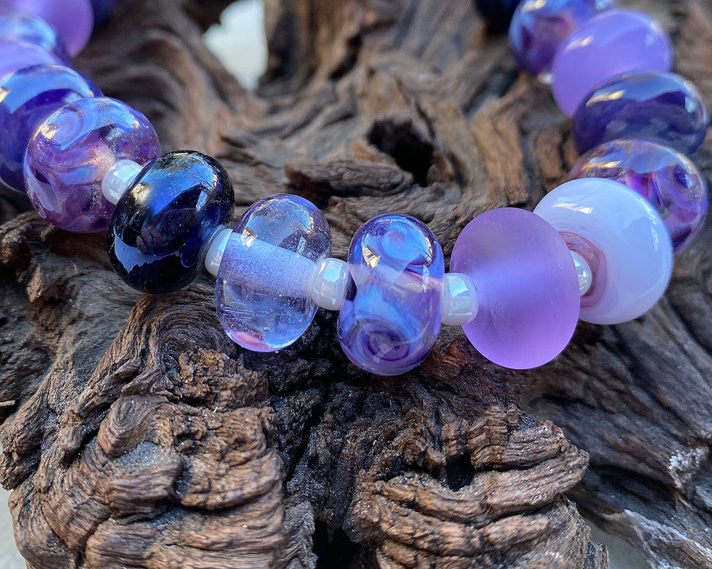 purple lampwork bead set