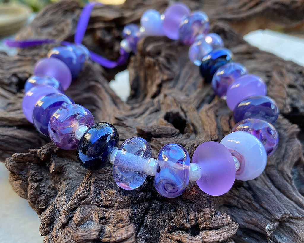 purple lampwork bead set