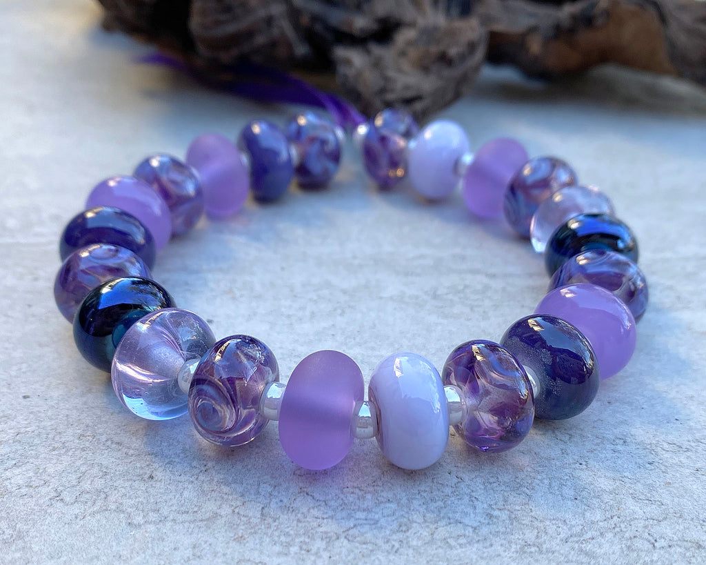 purple lampwork bead set