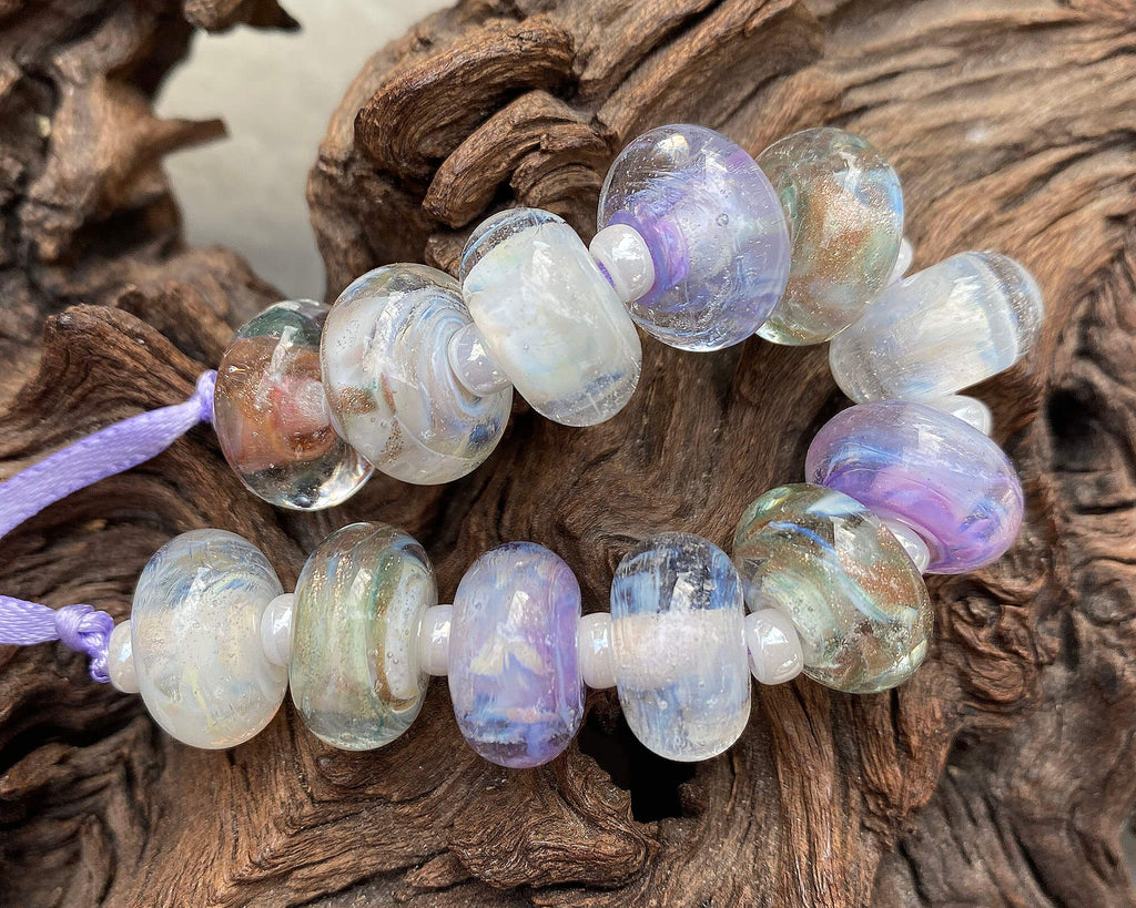 purple lampwork bead set