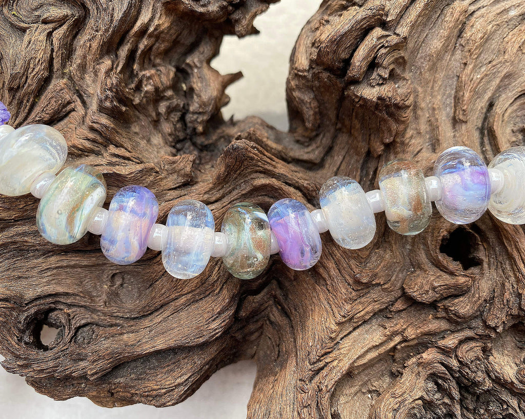 purple lampwork bead set