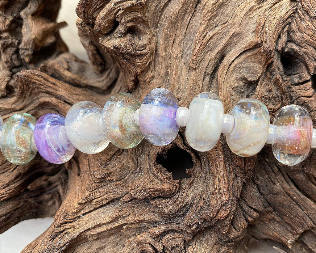 purple lampwork bead set
