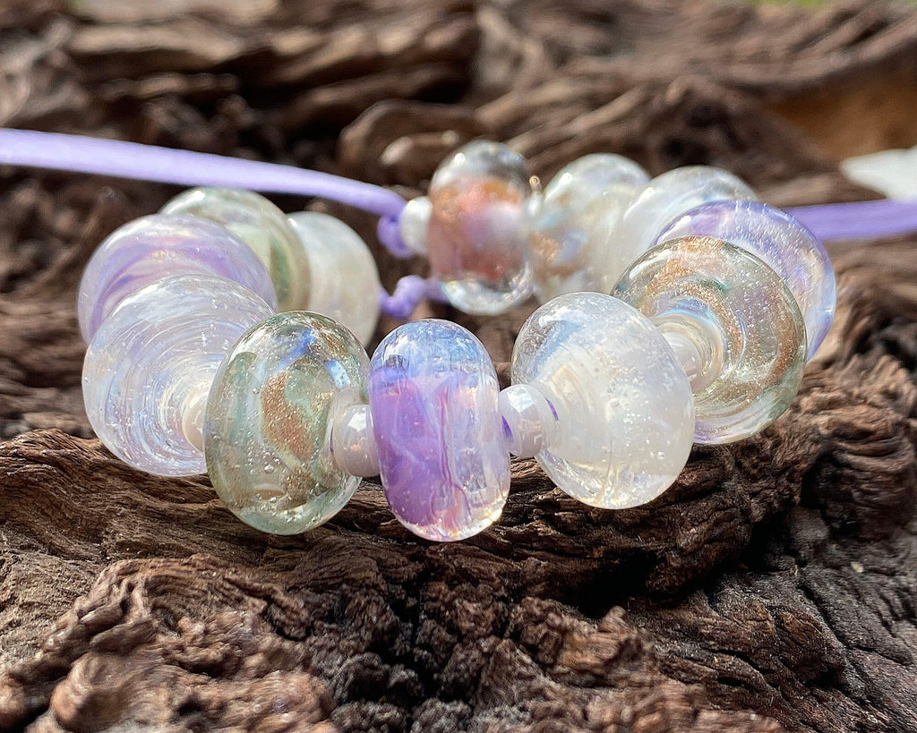 purple lampwork bead set