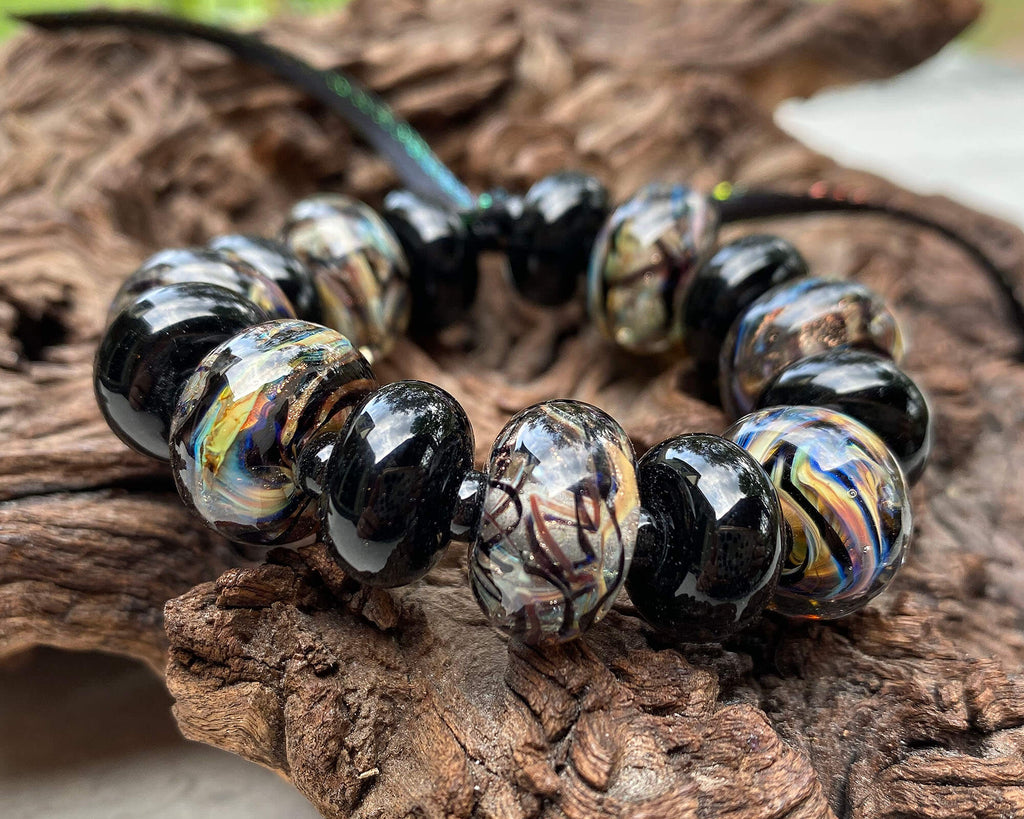 black lampwork beads