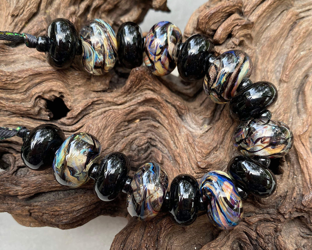 black lampwork beads