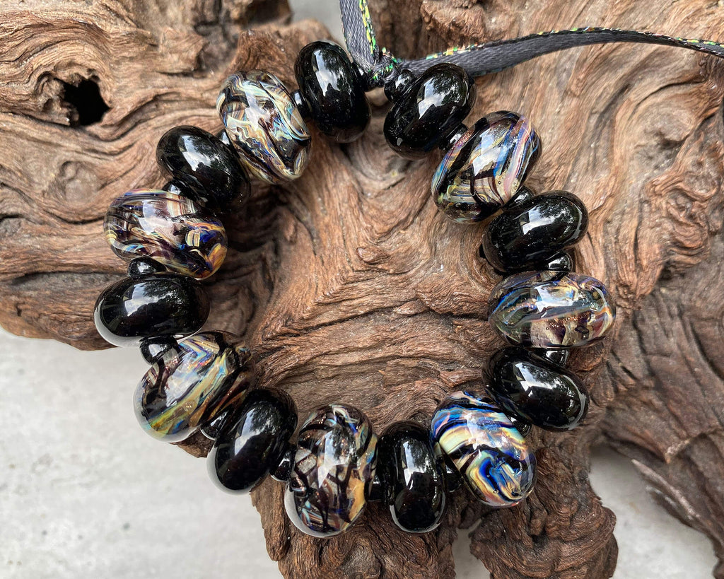 black lampwork beads