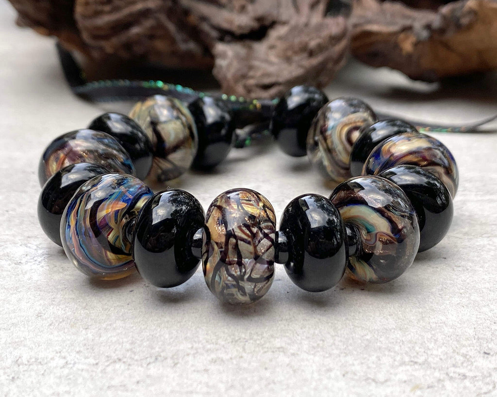 black lampwork beads