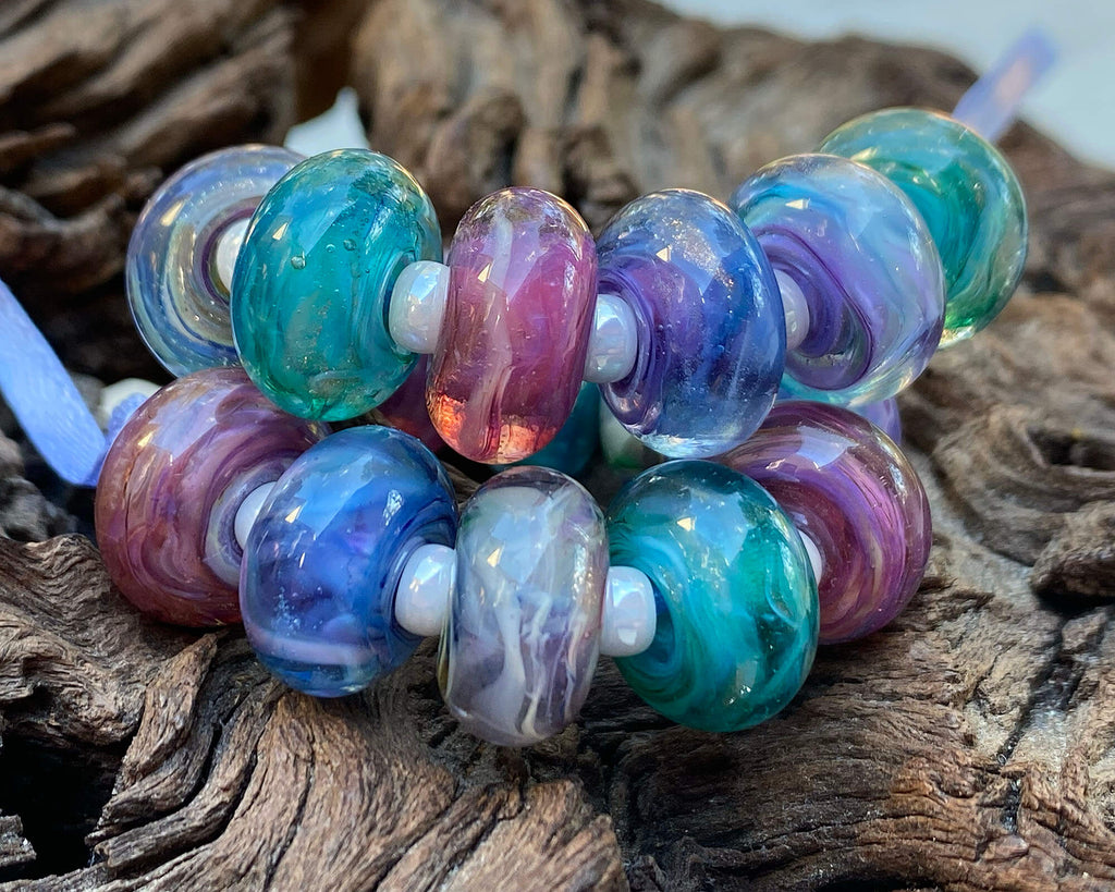 pastel lampwork bead set