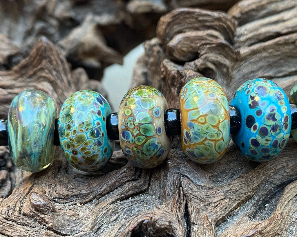 blue green handmade beads