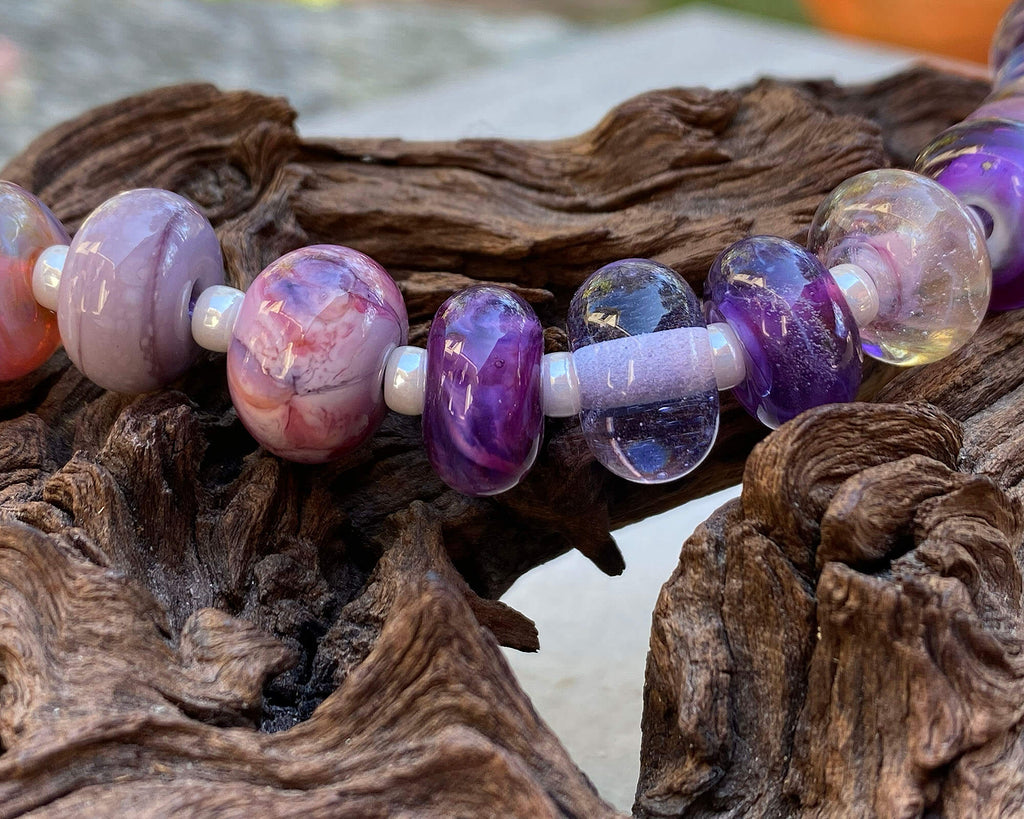 purple lampwork bead set