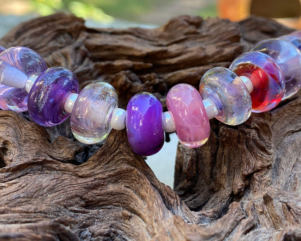 purple lampwork bead set