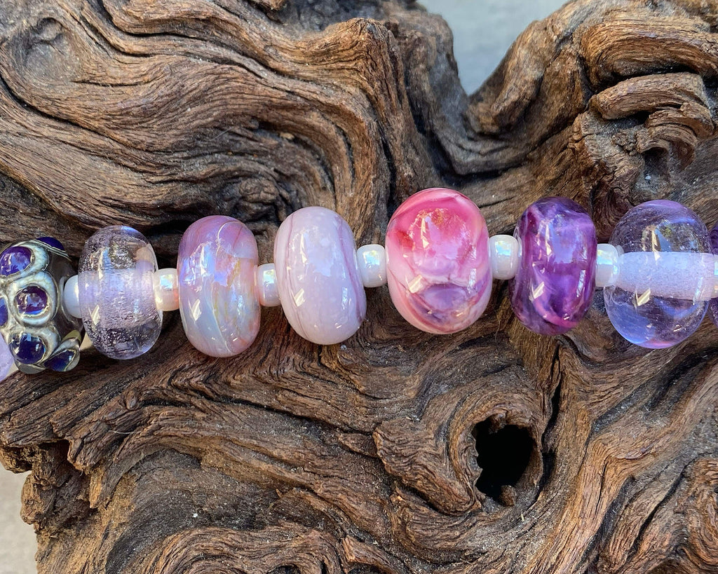 purple lampwork bead set