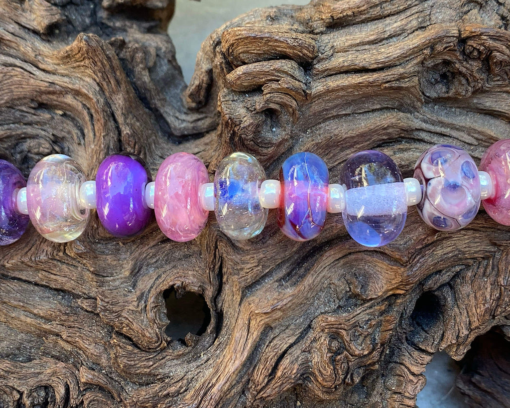 purple lampwork bead set