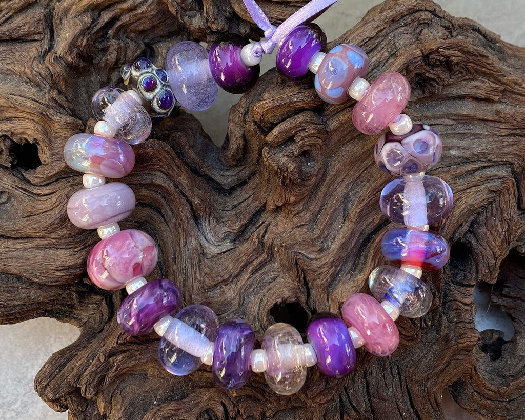 purple lampwork bead set