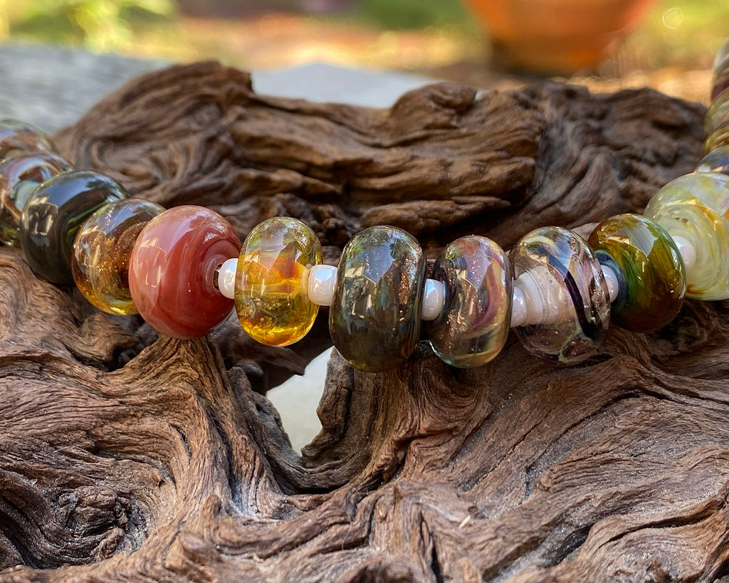 brown lampwork bead set