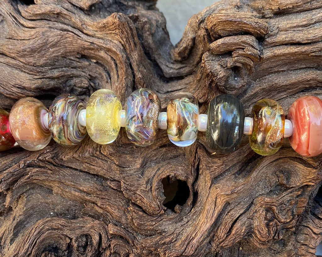 brown lampwork bead set