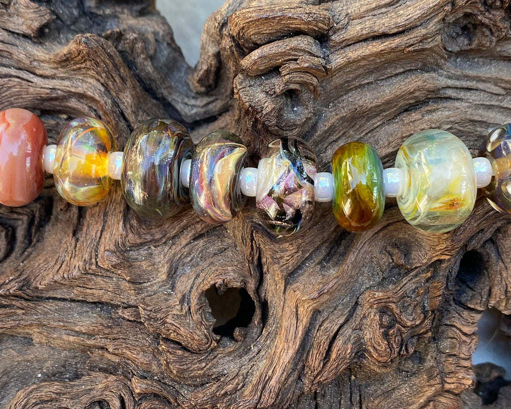 brown lampwork bead set