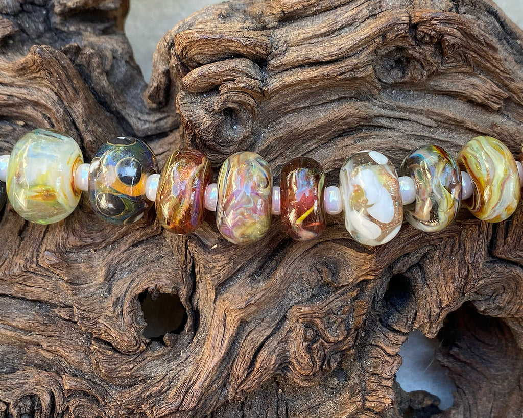 brown lampwork bead set