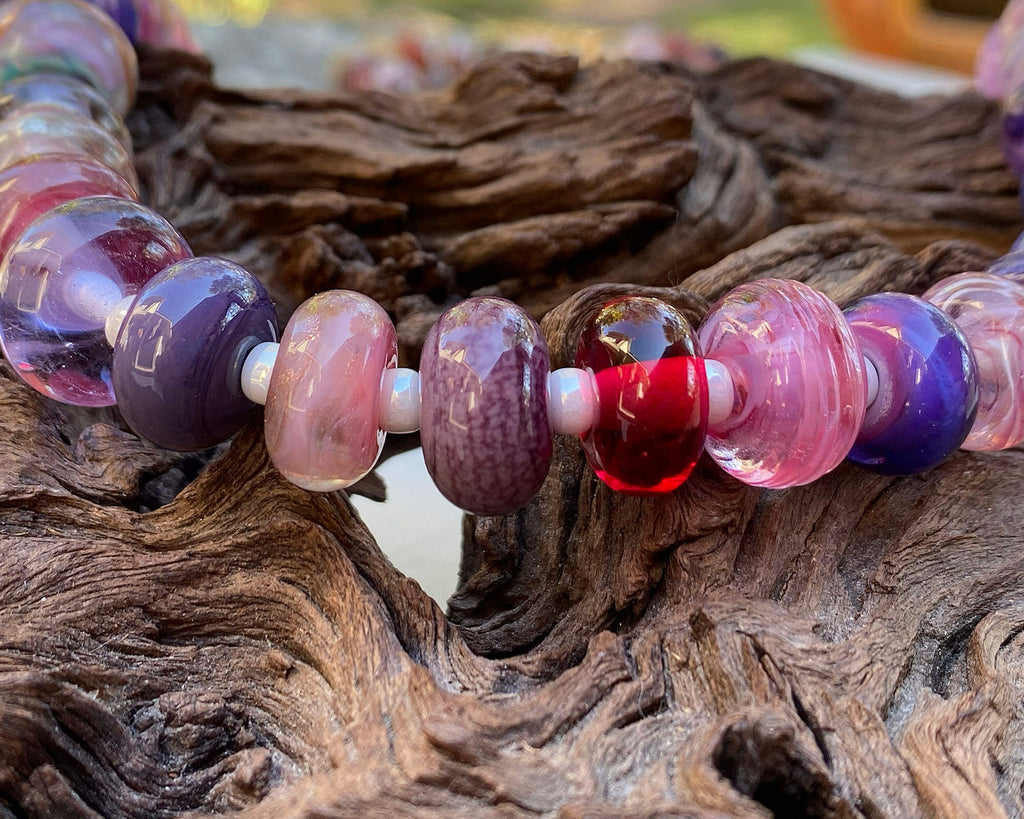 pink purple lampwork beads