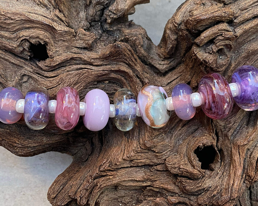 purple lampwork bead set