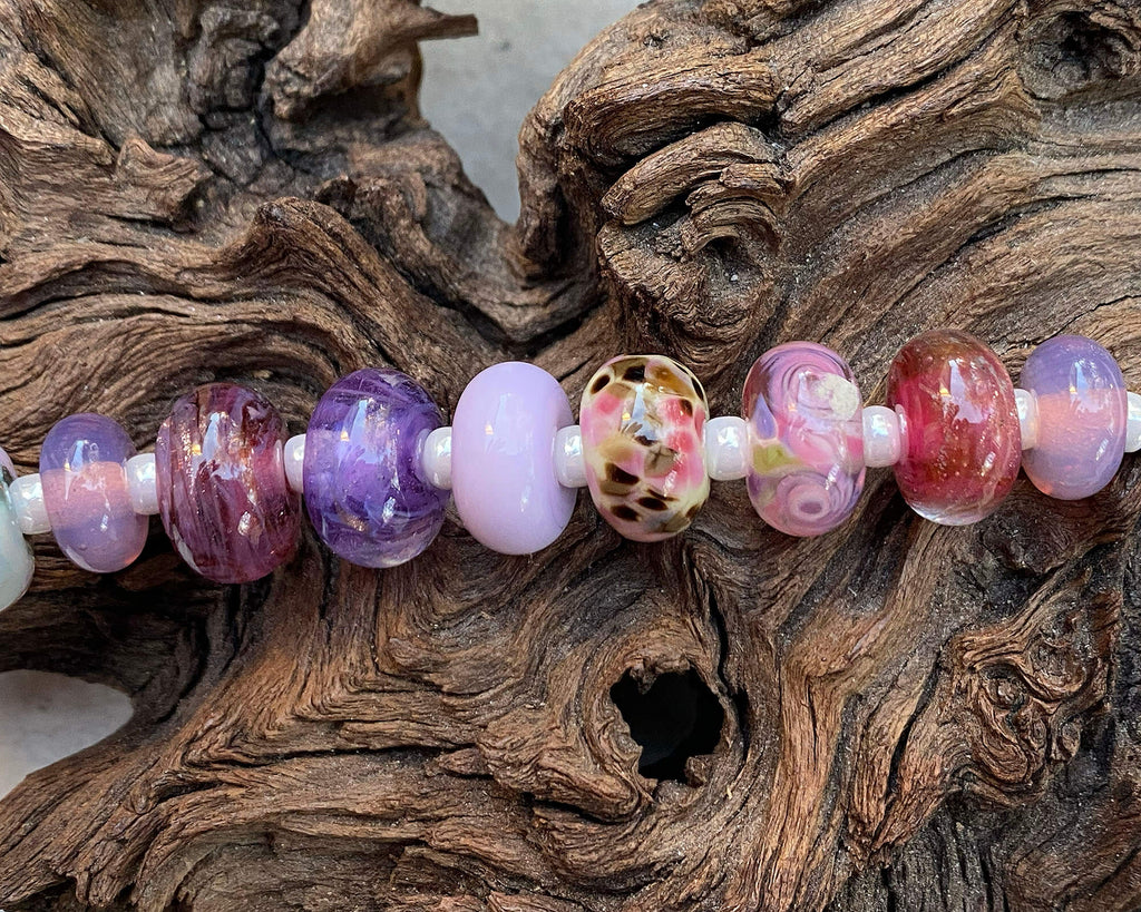 purple lampwork bead set