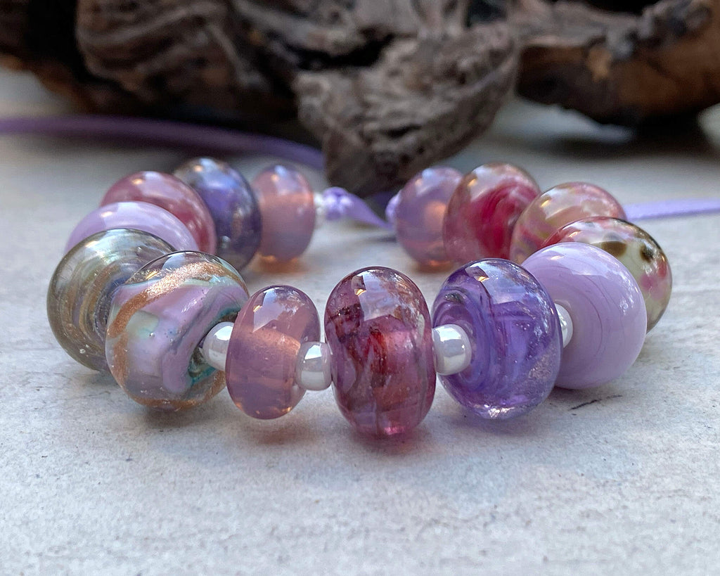 purple lampwork bead set