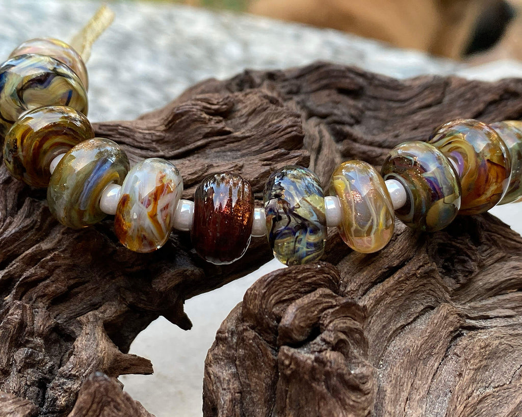 brown lampwork bead set