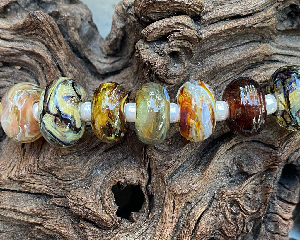 brown lampwork bead set