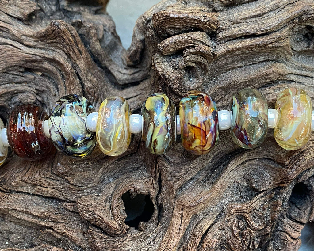 brown lampwork bead set