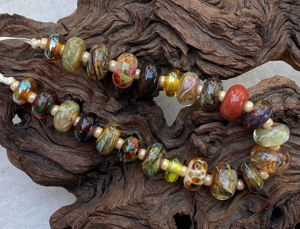 brown lampwork beads