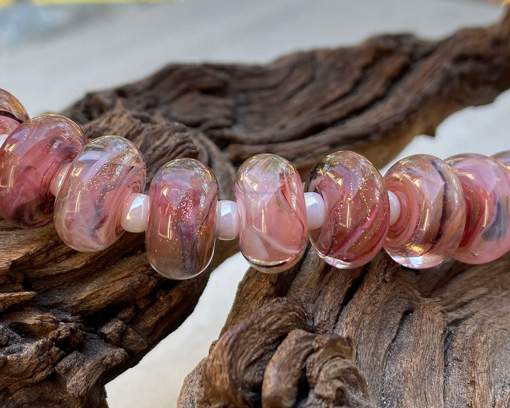 pink lampwork beads