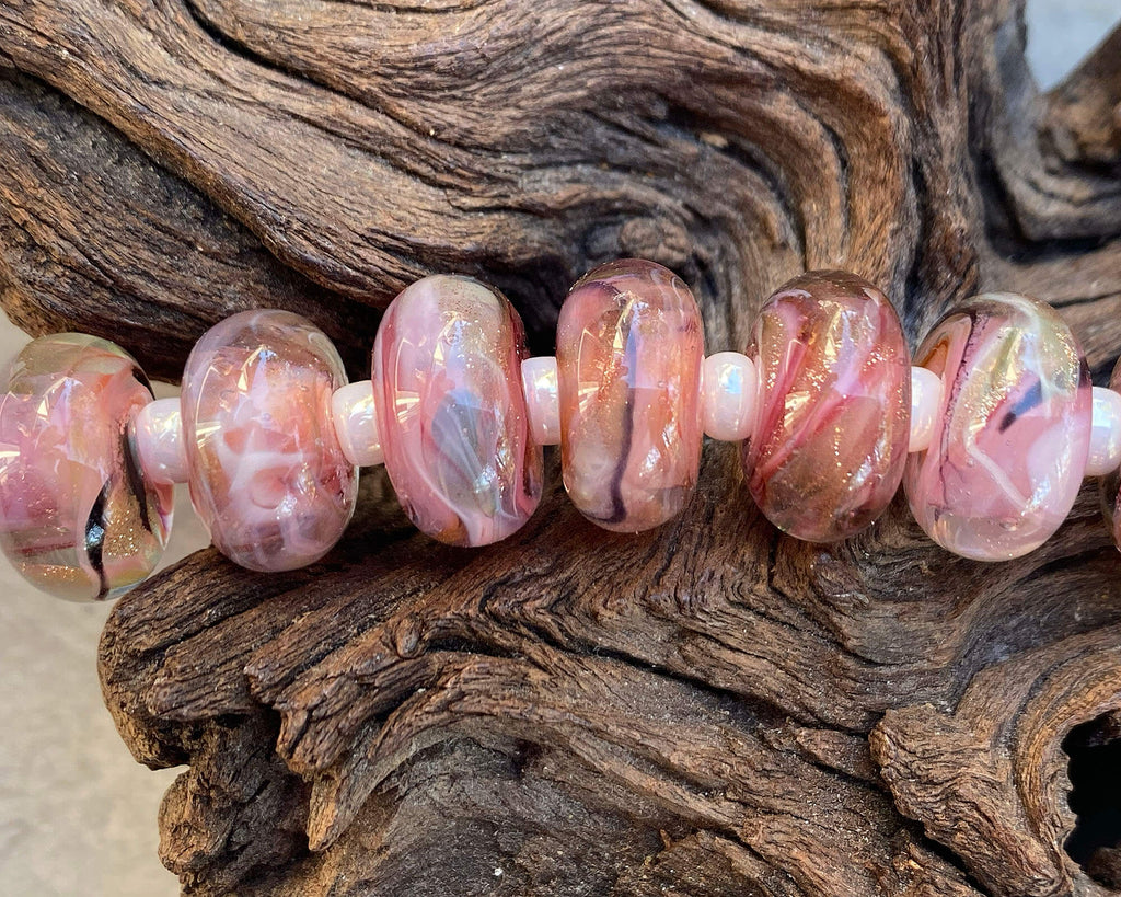 pink lampwork beads