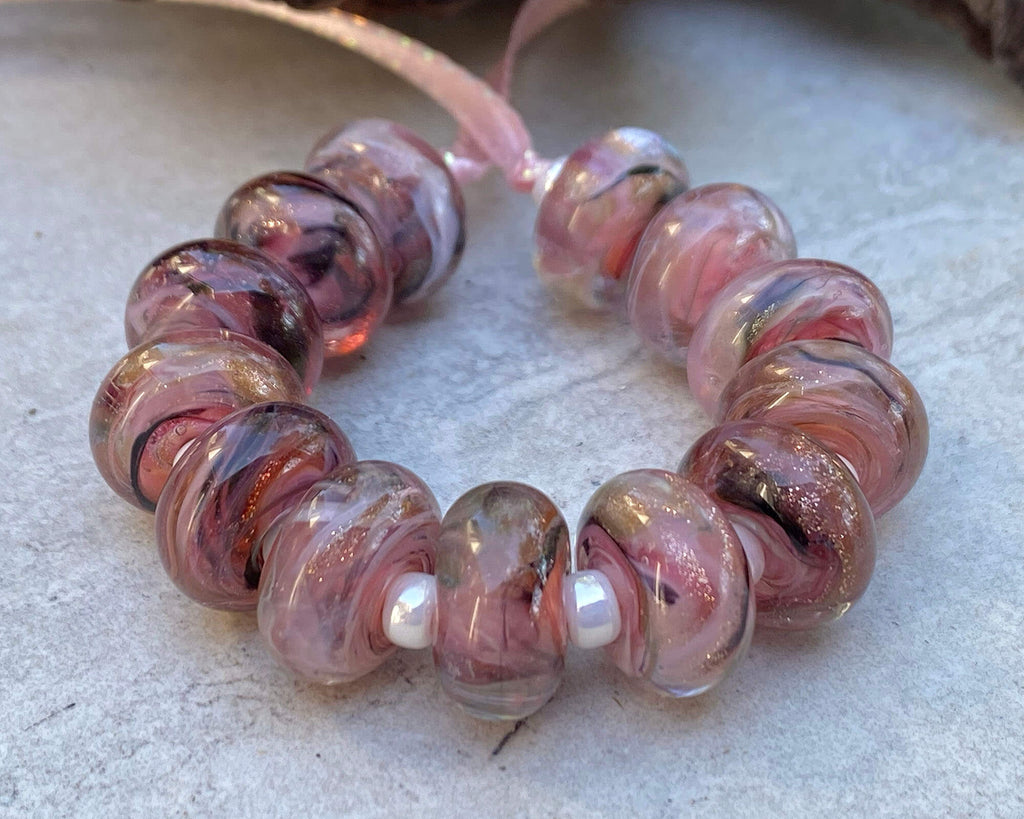 pink lampwork beads