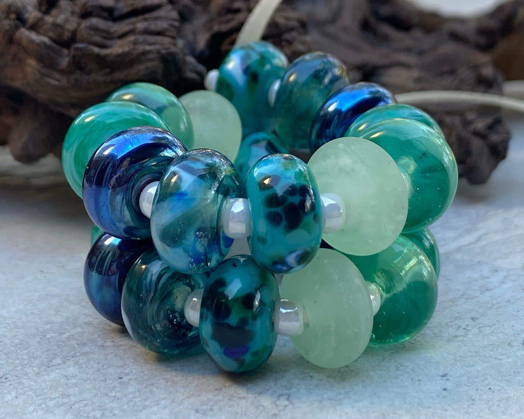 green lampwork beads