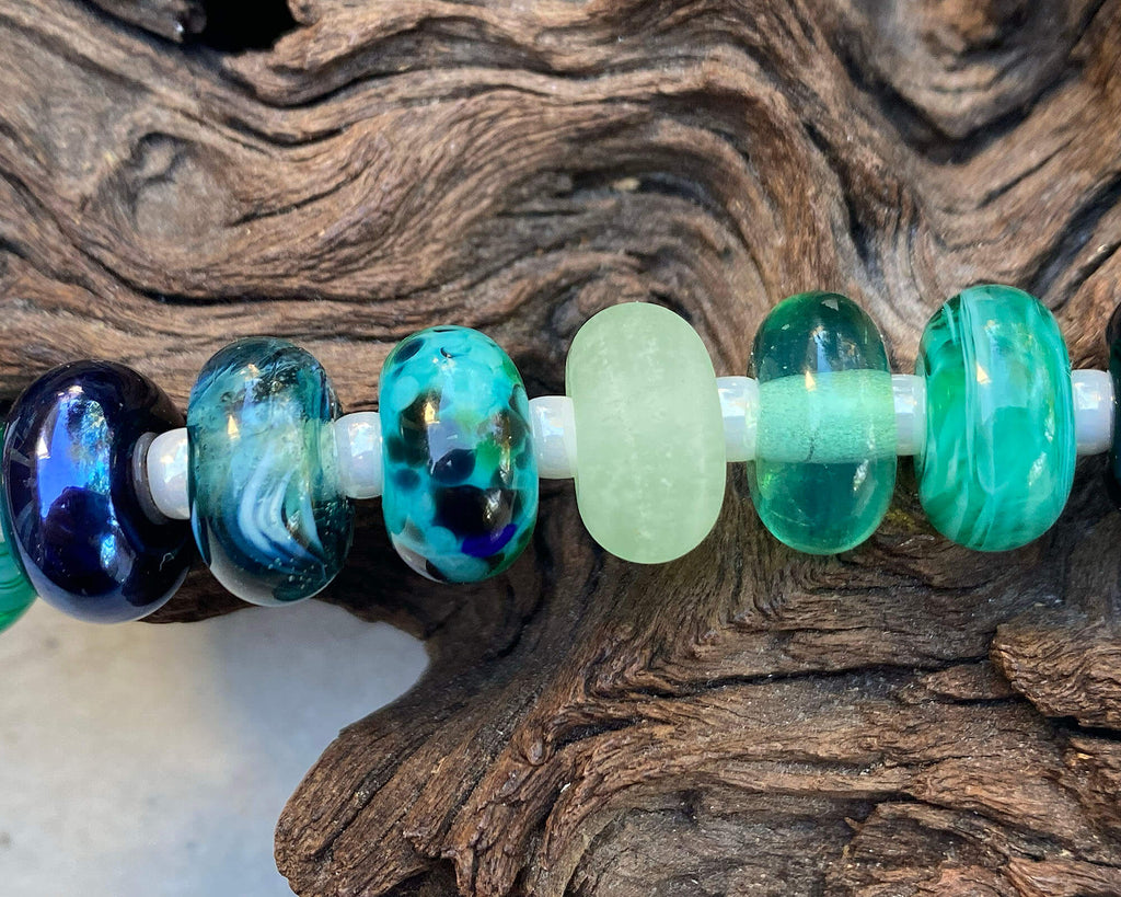 green lampwork beads