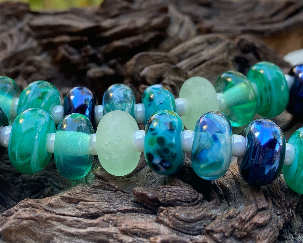 green lampwork beads