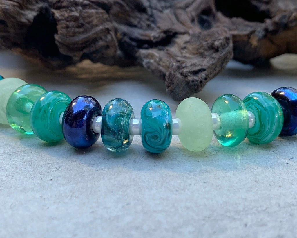 green lampwork beads