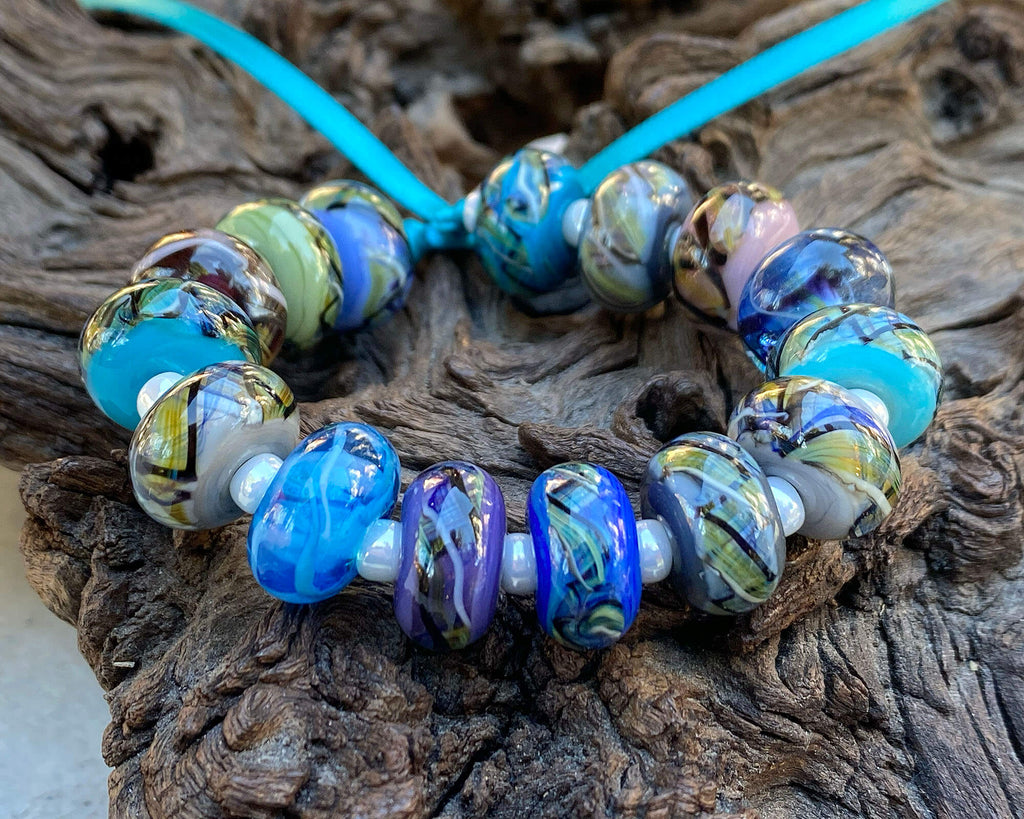 blue lampwork beads