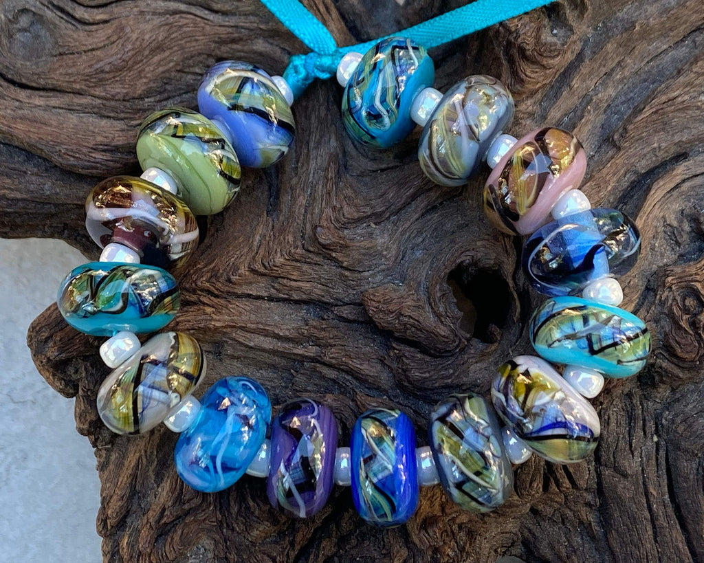 blue lampwork beads