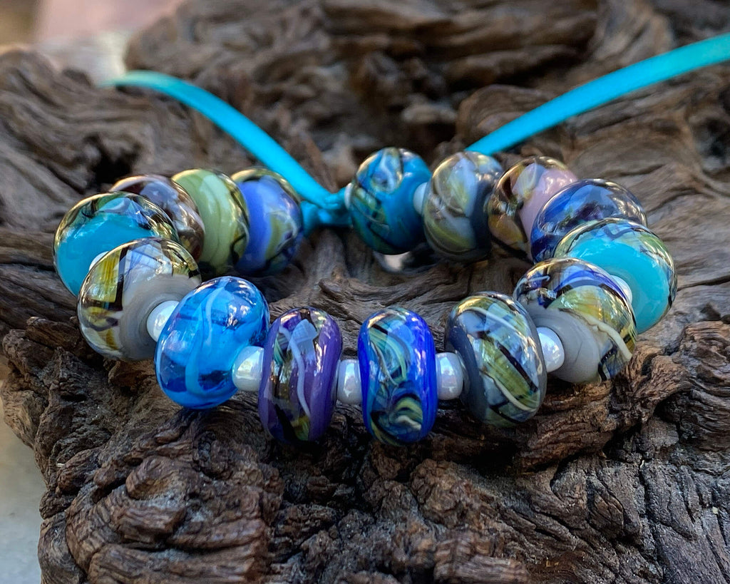 blue lampwork beads