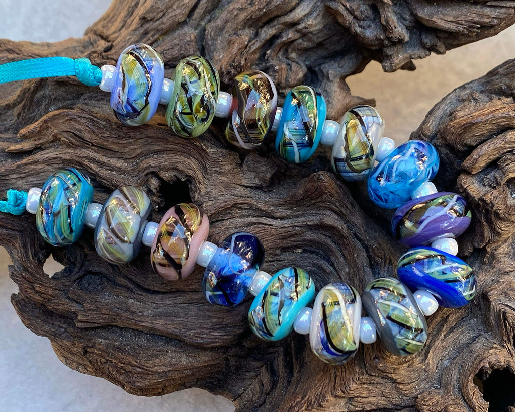 blue lampwork beads
