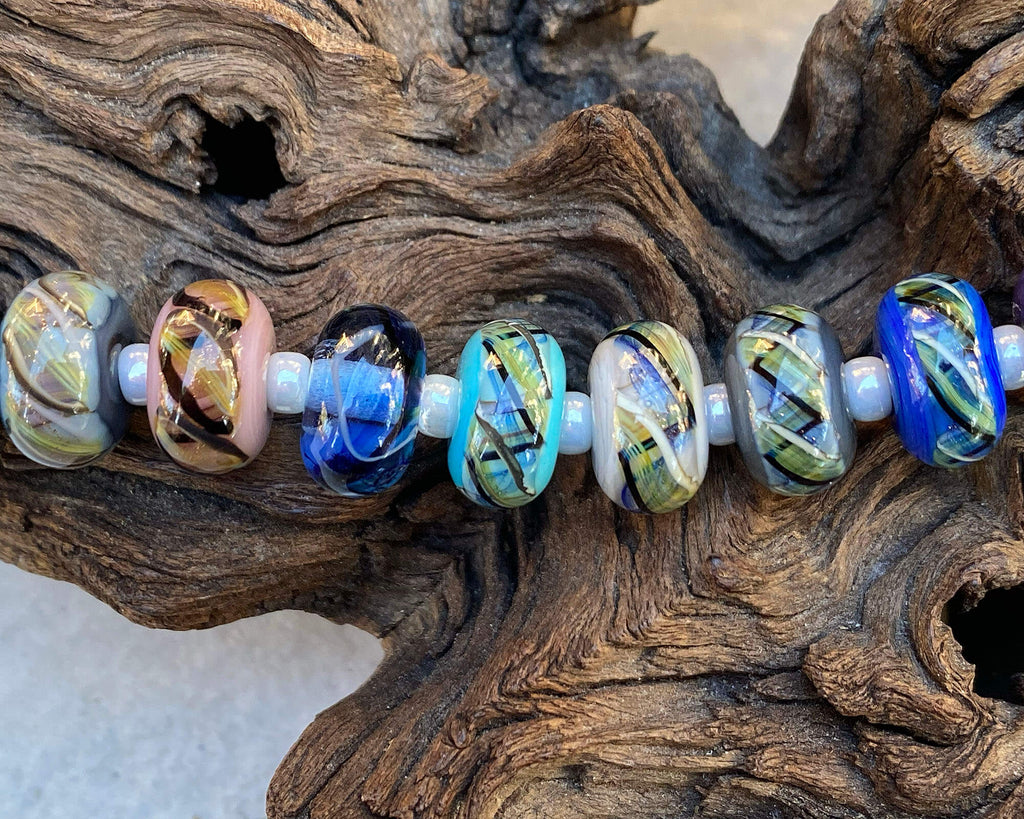 blue lampwork beads