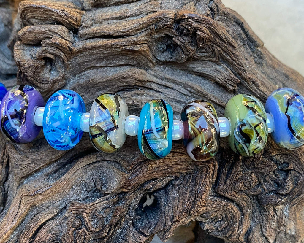 blue lampwork beads