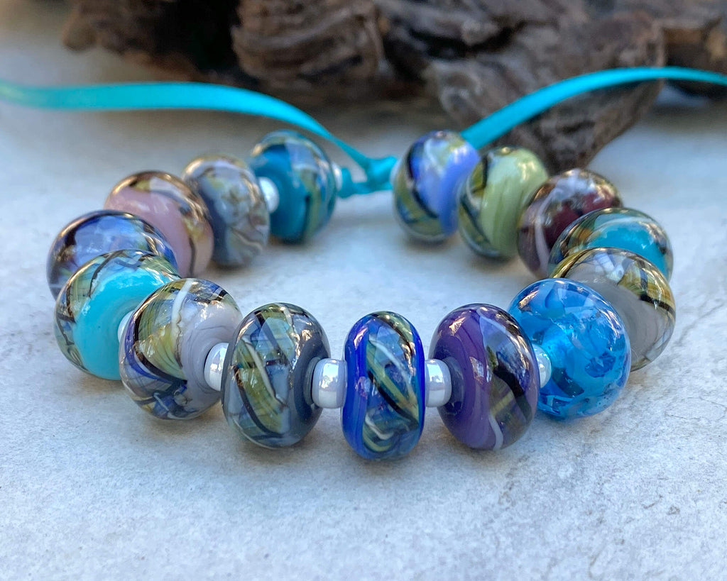 blue lampwork beads