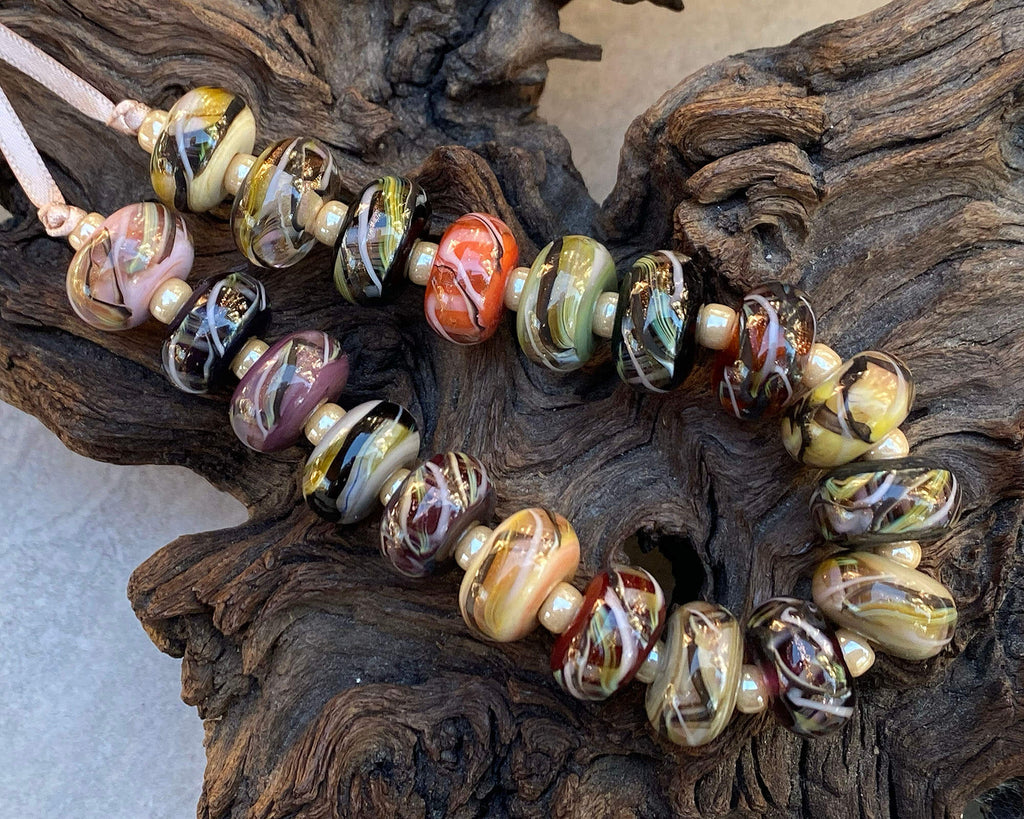 brown lampwork bead set