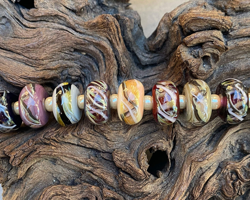 brown lampwork bead set