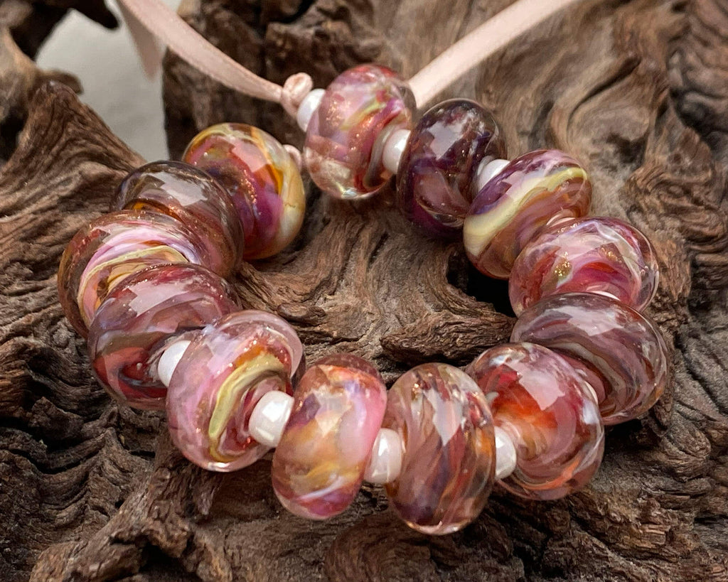 pink lampwork beads