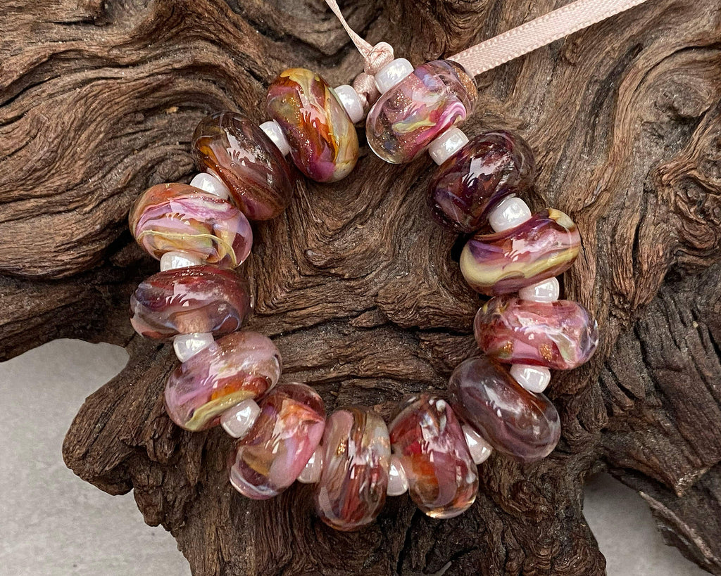 pink lampwork beads