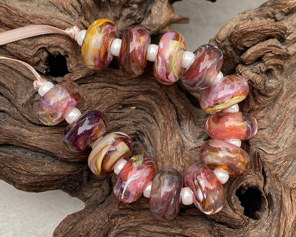 pink lampwork beads
