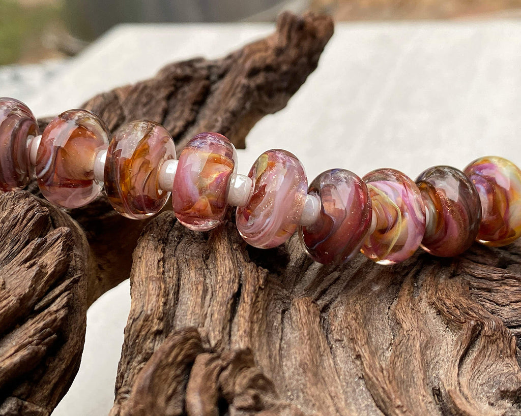 pink lampwork beads